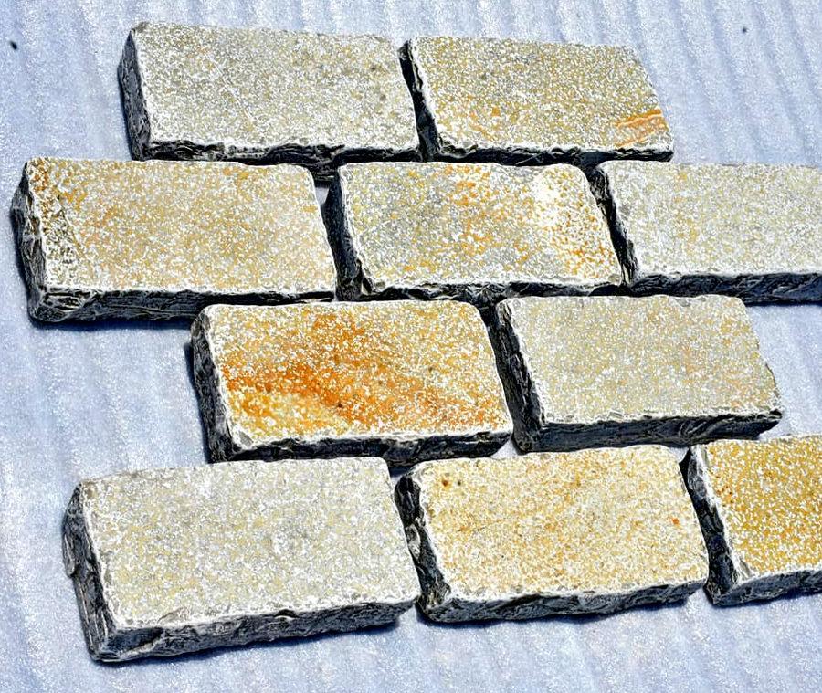 Tandur yellow limestone setts driveway paving