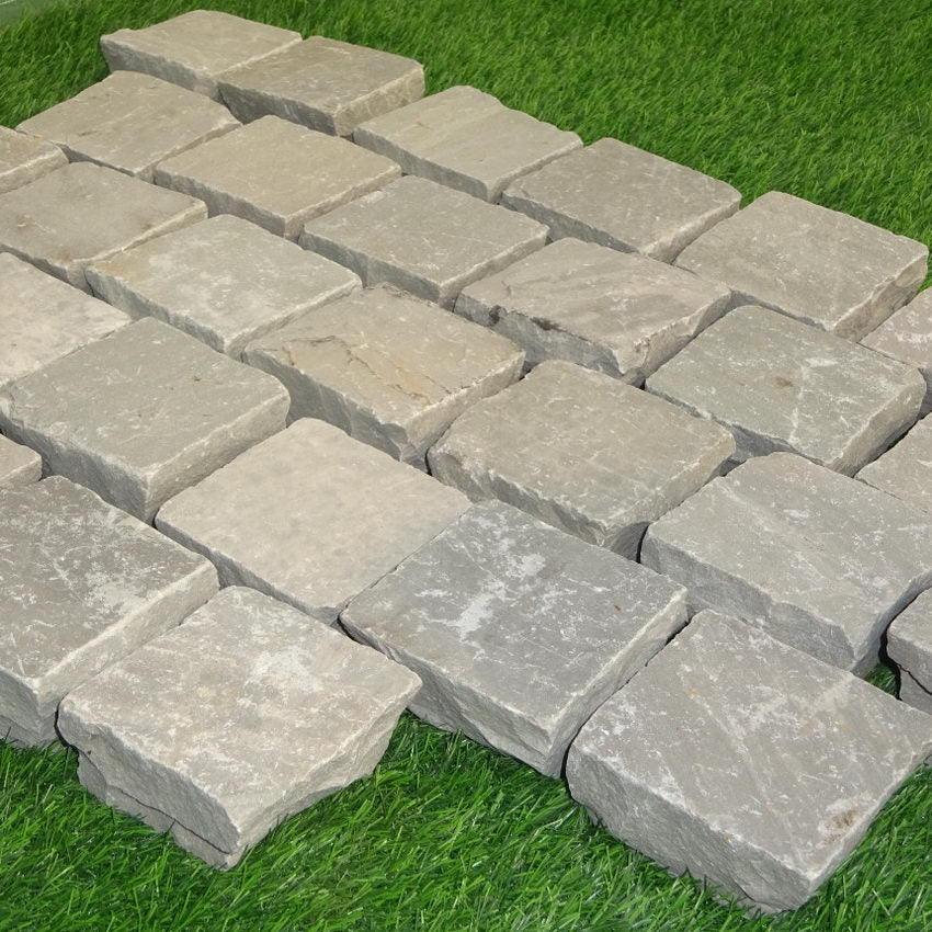 grey sandstone setts cobbles 100 x 100