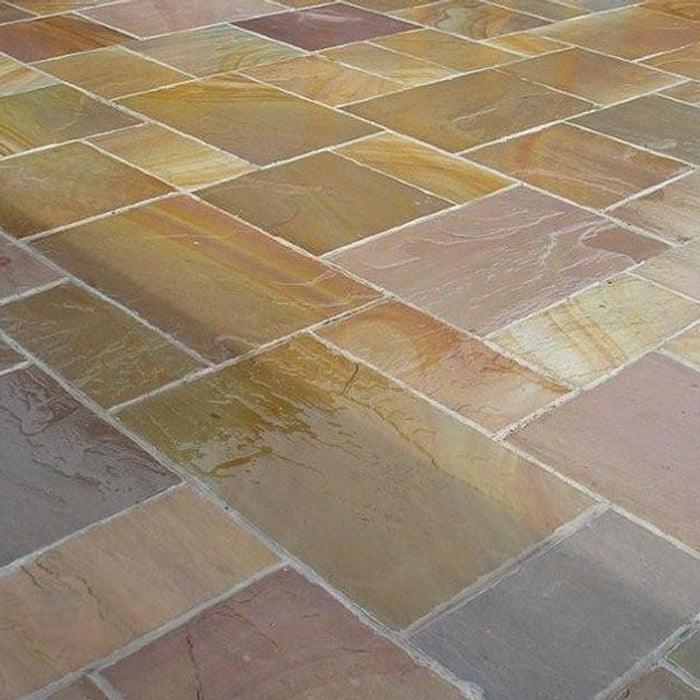 patio slabs, Rippon buff Indian sandstone paving
