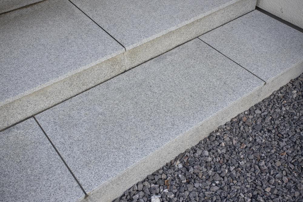silver grey granite paving stair
