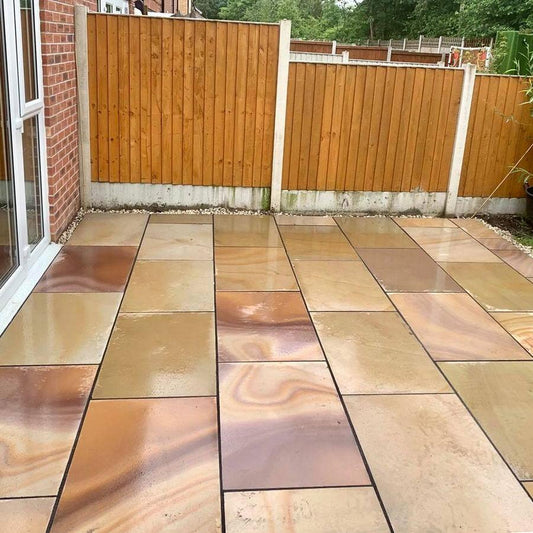 rippon buff smooth sandstone paving sawn honed