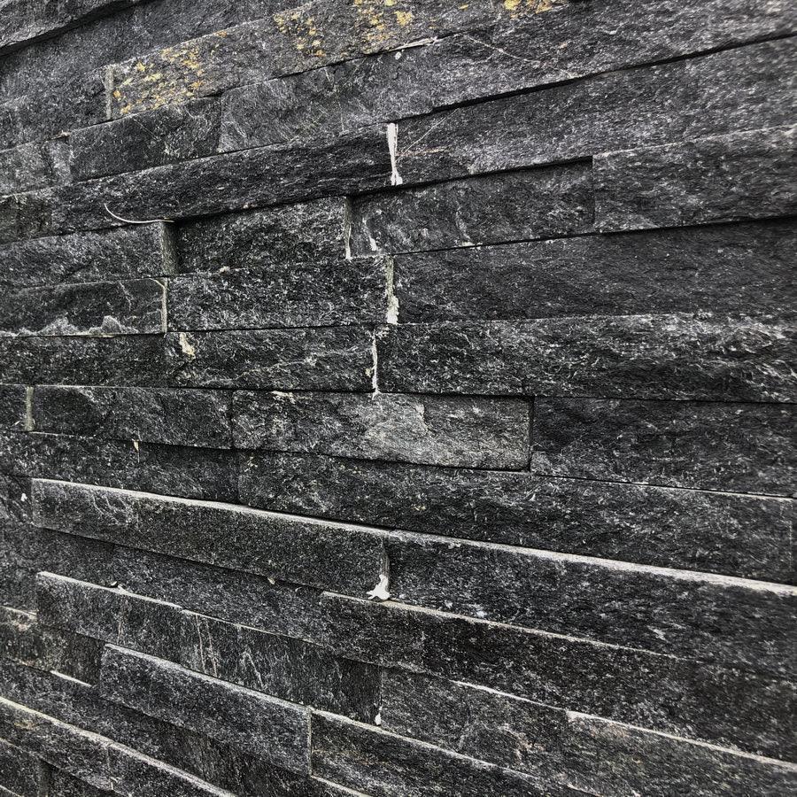 stone wall cladding black sparkle quartz